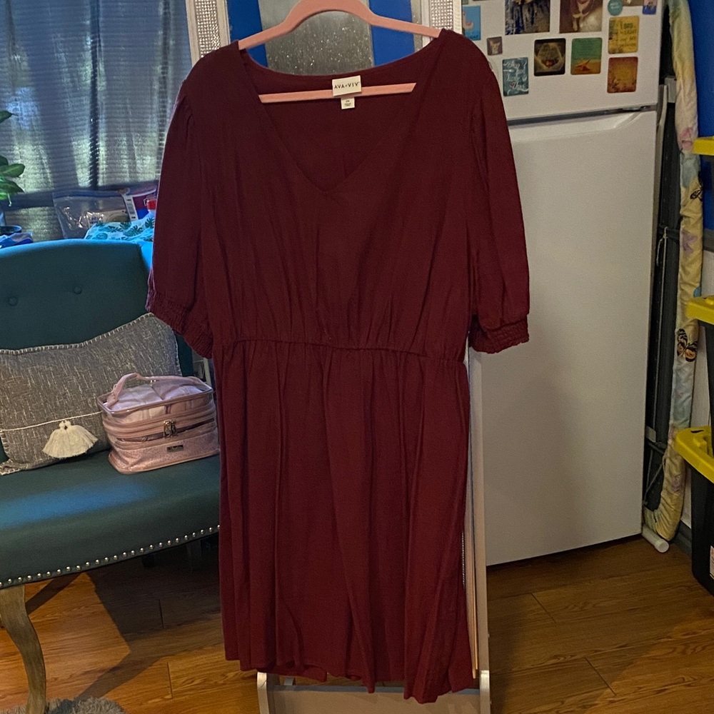 Ava & Viv Burgundy Midi Dress